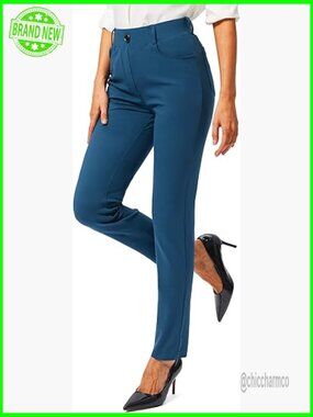 Stretch Yoga Dress Pants with Pockets Pull On Skinny Leggings for Work